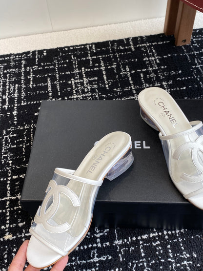 Chanel PVC Transparent Double C Heeled Slides – Spring/Summer Collection – 25SS