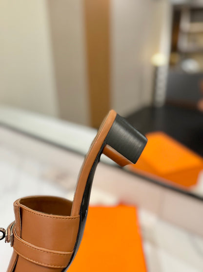 Hermès Classic Smooth Cowhide Heeled Sandals