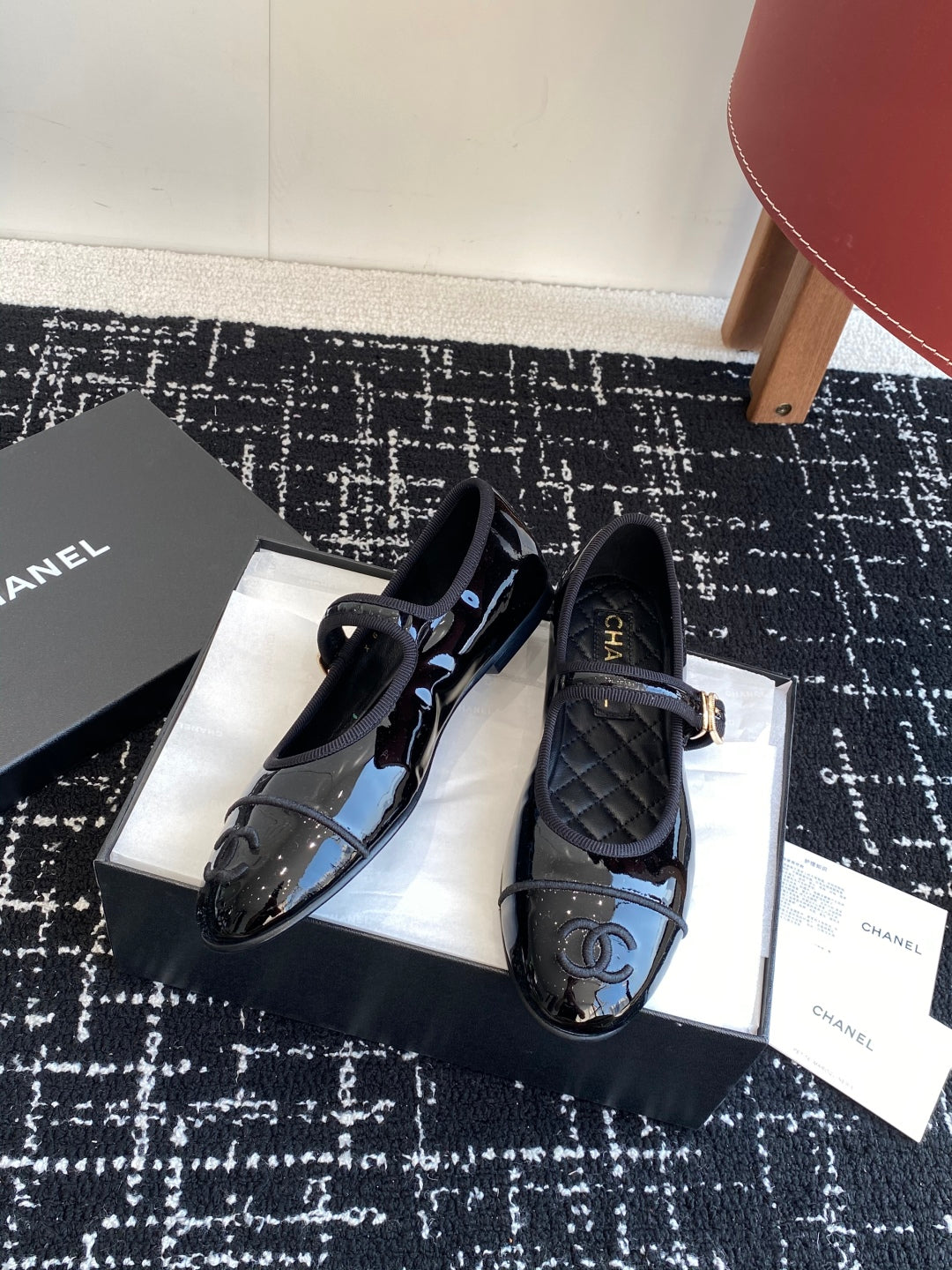 Chanel 25SS Embroidered Double C Mary Jane Ballet Flats