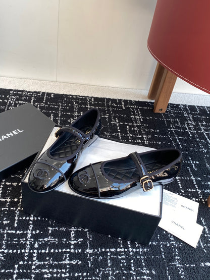 Chanel 25SS Embroidered Double C Mary Jane Ballet Flats