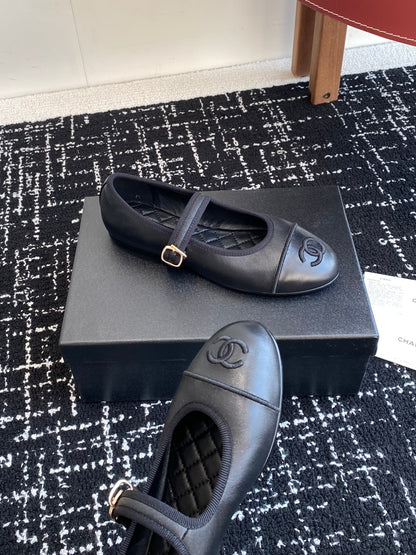 Chanel 25SS Embroidered Double C Mary Jane Ballet Flats