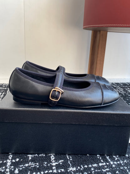 Chanel 25SS Embroidered Double C Mary Jane Ballet Flats