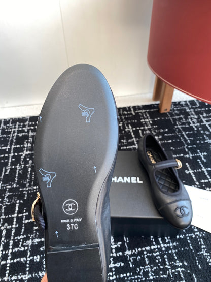 Chanel 25SS Embroidered Double C Mary Jane Ballet Flats