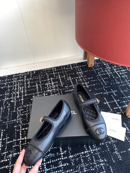 Chanel 25SS Embroidered Double C Mary Jane Ballet Flats