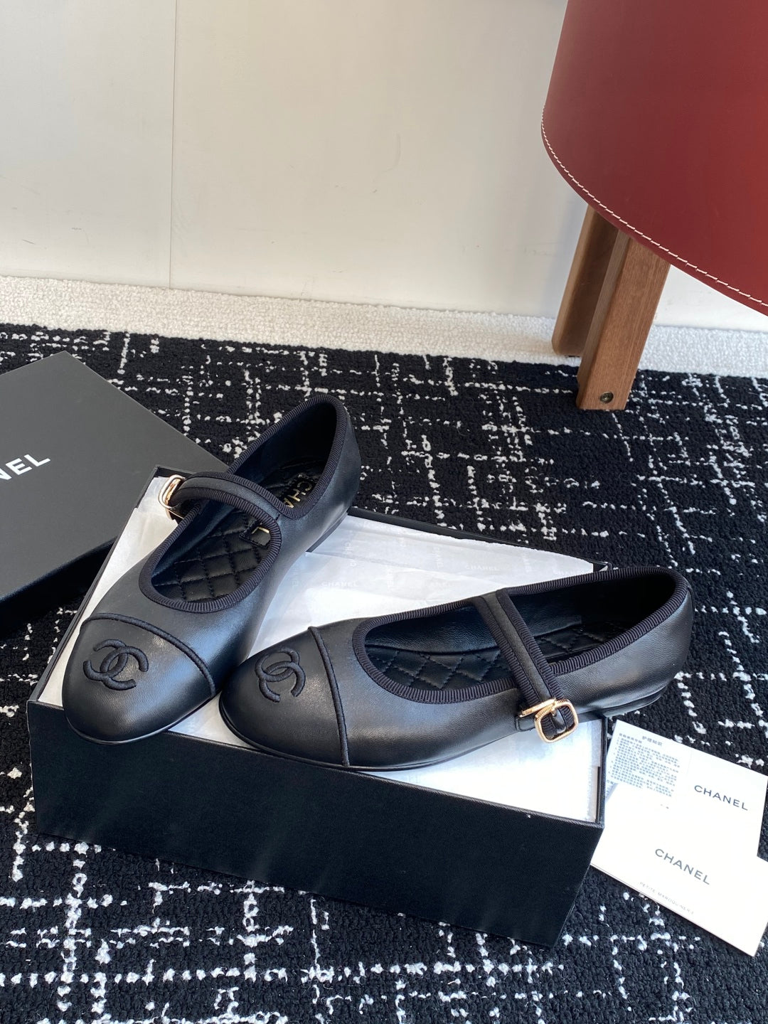 Chanel 25SS Embroidered Double C Mary Jane Ballet Flats