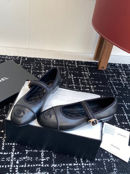 Chanel 25SS Embroidered Double C Mary Jane Ballet Flats