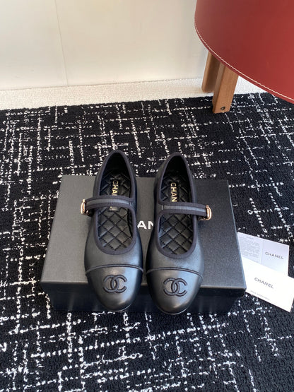 Chanel 25SS Embroidered Double C Mary Jane Ballet Flats