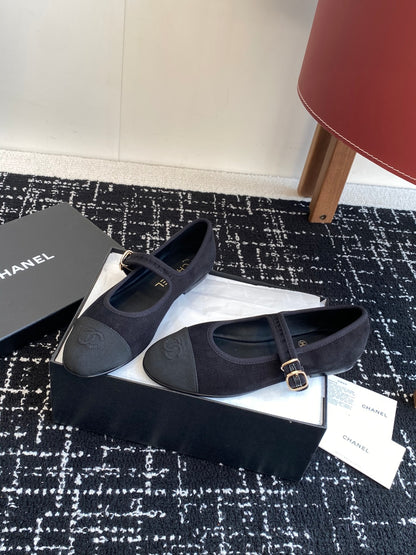 Chanel 25SS Embroidered Double C Mary Jane Ballet Flats
