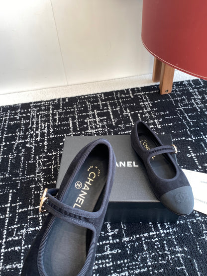 Chanel 25SS Embroidered Double C Mary Jane Ballet Flats