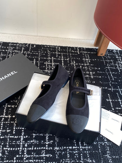 Chanel 25SS Embroidered Double C Mary Jane Ballet Flats