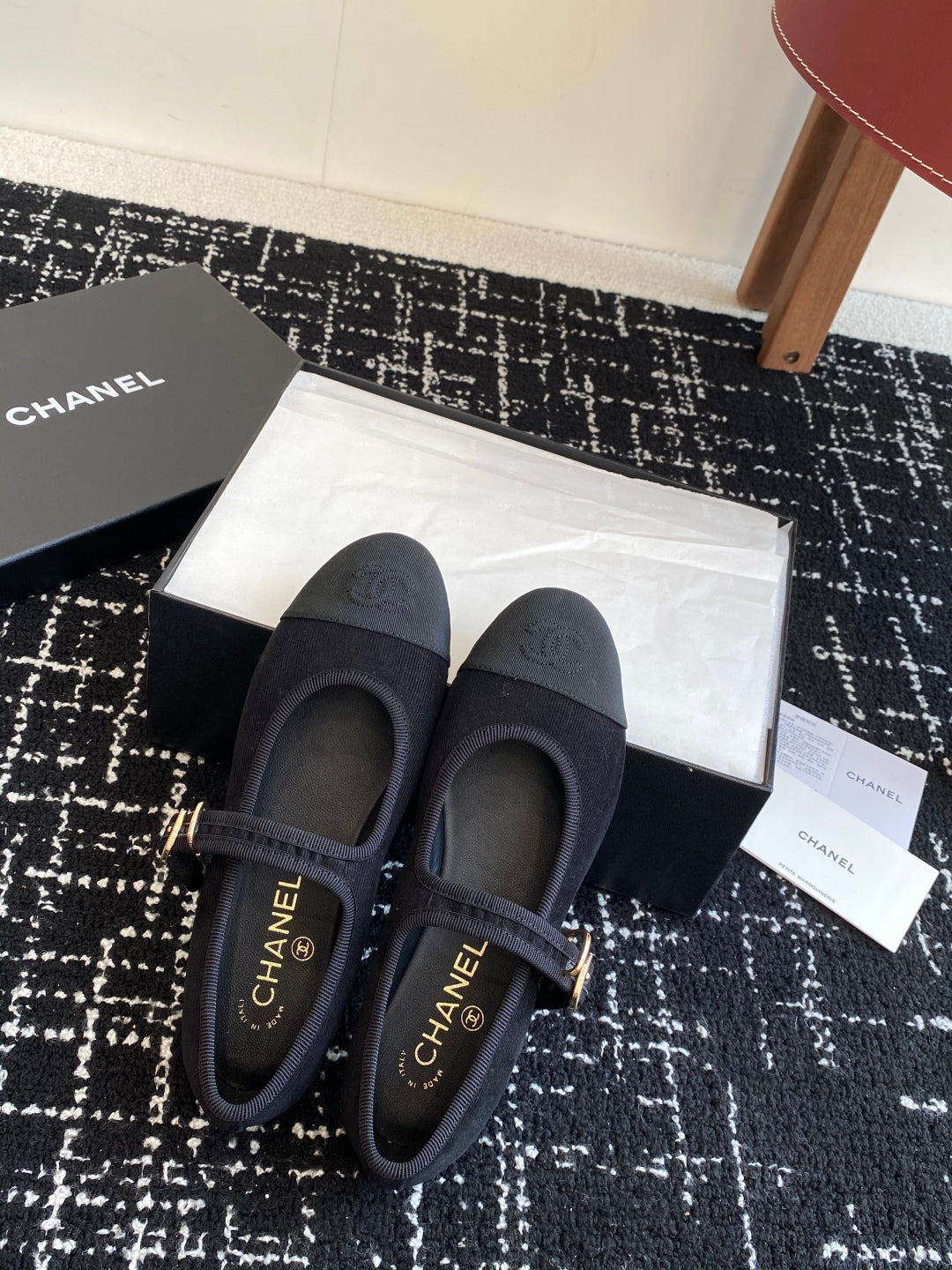 Chanel 25SS Embroidered Double C Mary Jane Ballet Flats
