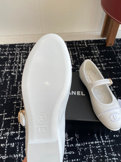 Chanel 25SS Embroidered Double C Mary Jane Ballet Flats
