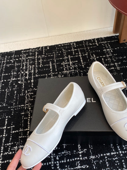 Chanel 25SS Embroidered Double C Mary Jane Ballet Flats