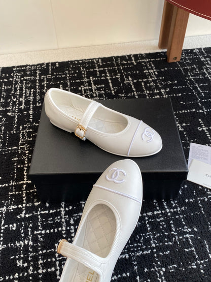 Chanel 25SS Embroidered Double C Mary Jane Ballet Flats