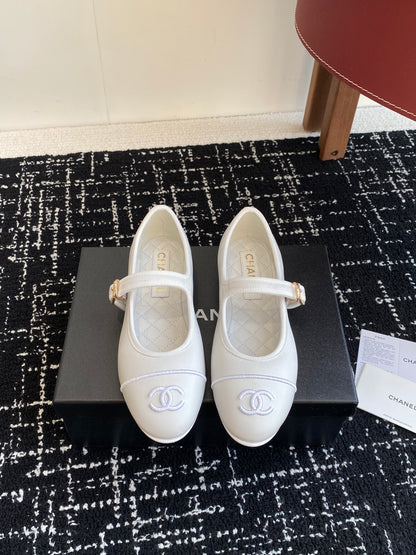 Chanel 25SS Embroidered Double C Mary Jane Ballet Flats