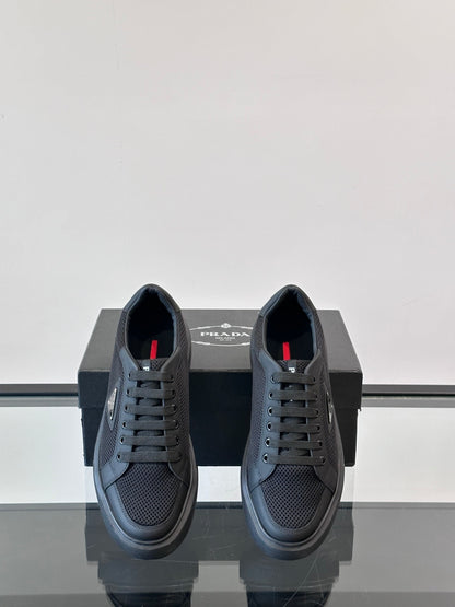 Prada Transparent Rubber-Sole Leather Sneakers