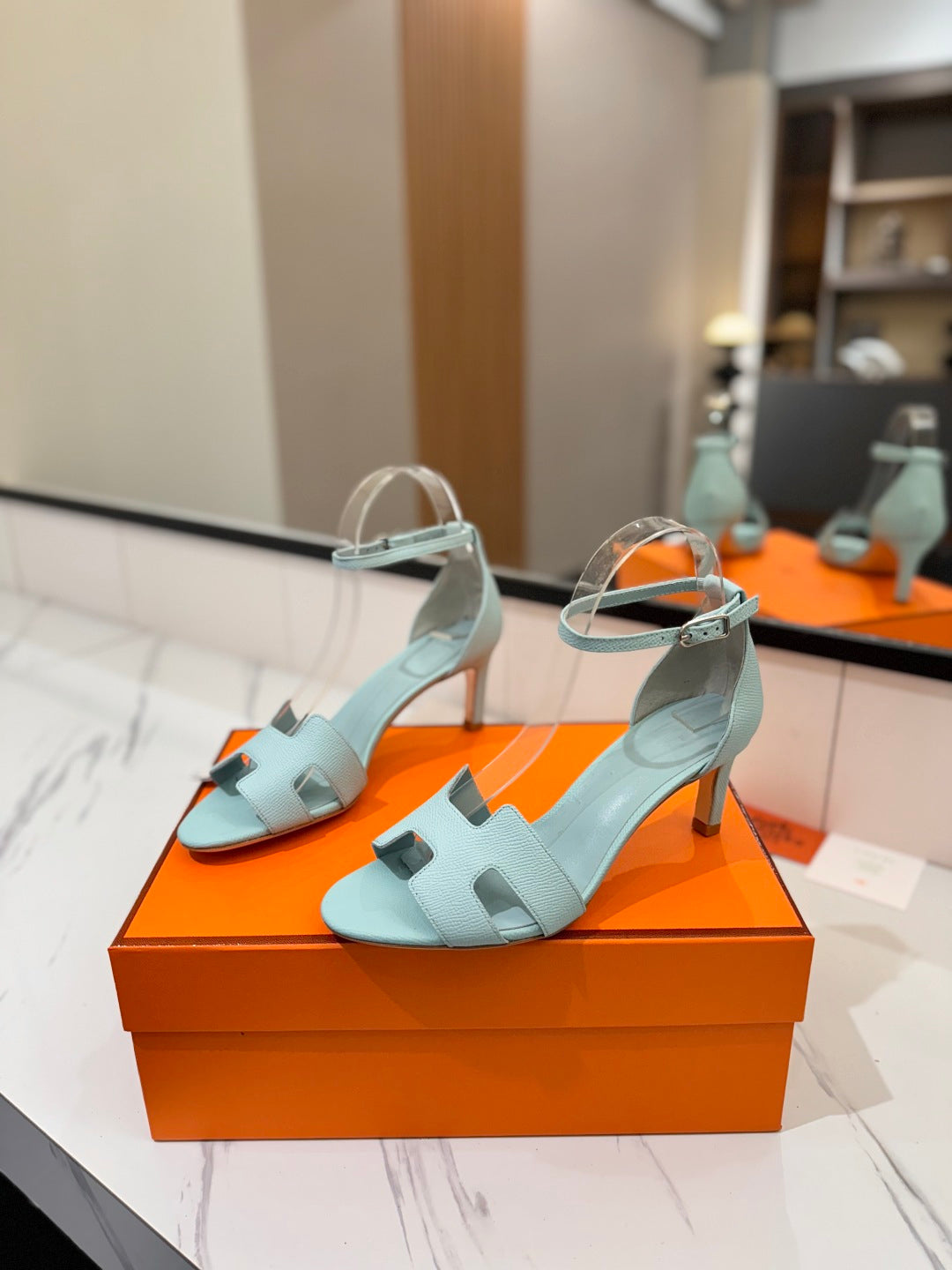 Hermès Classic Palm Grain Cowhide Heels – 6.5cm