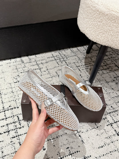 Alaïa Flat Mesh Ballet Flats – 25SS