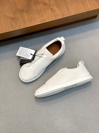 Ermenegildo Zegna Triple Stitch Deer Leather Sneakers