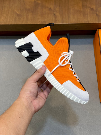 Hermès Suede and Denim Canvas Sneakers