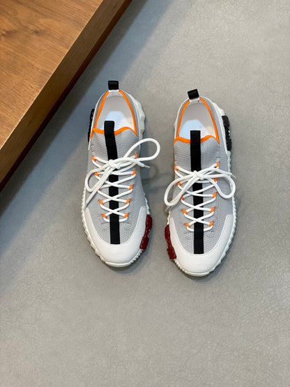 Hermès Suede and Denim Canvas Sneakers