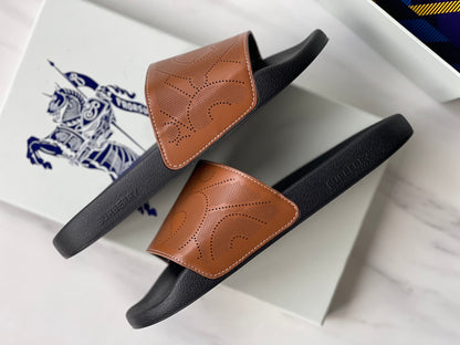 Burberry Embossed Logo Perforated Leather Slides