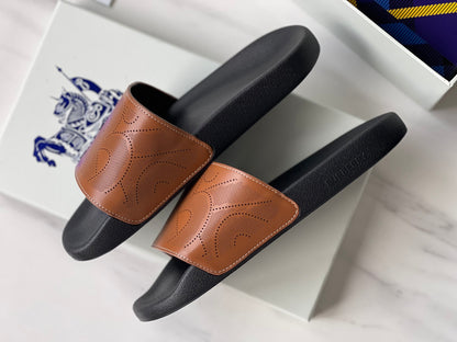 Burberry Embossed Logo Perforated Leather Slides