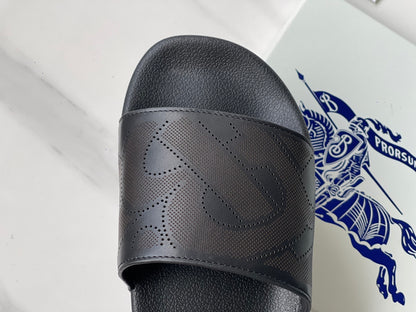 Burberry Embossed Logo Perforated Leather Slides