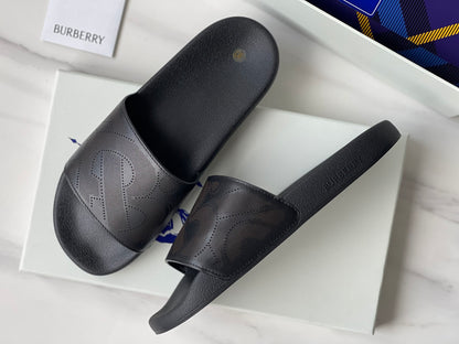 Burberry Embossed Logo Perforated Leather Slides