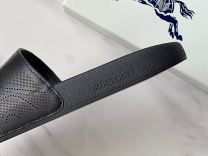 Burberry Embossed Logo Perforated Leather Slides