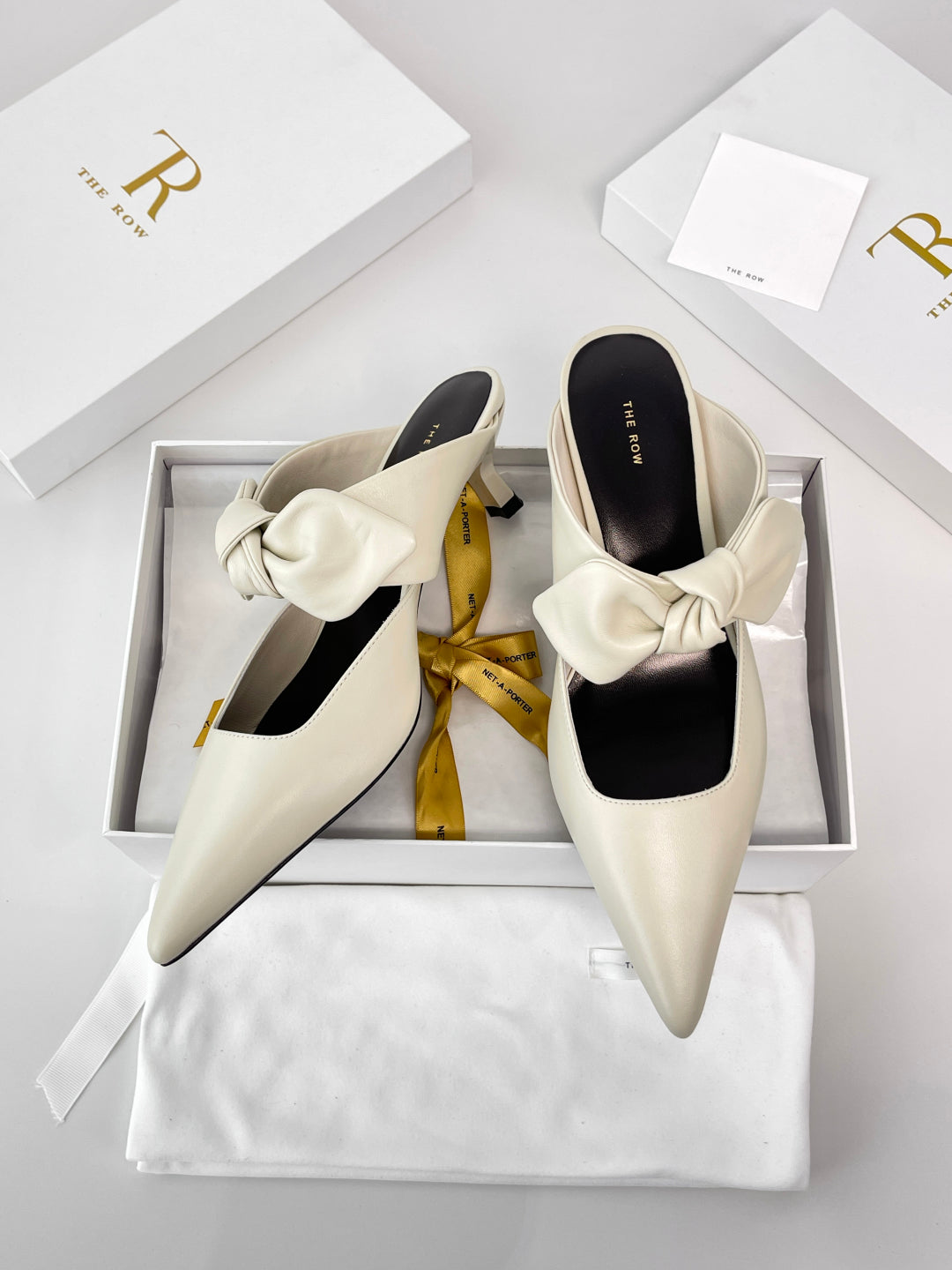 The Row Leather Bow Mules