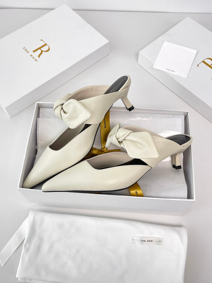 The Row Leather Bow Mules