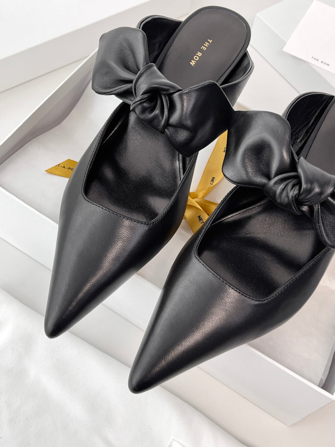 The Row Leather Bow Mules