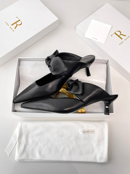 The Row Leather Bow Mules