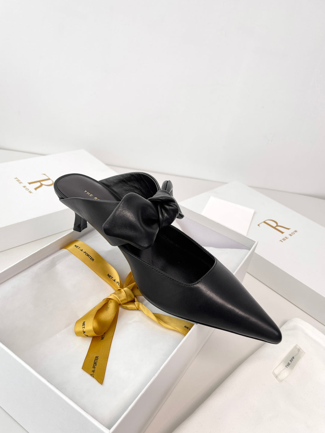 The Row Leather Bow Mules