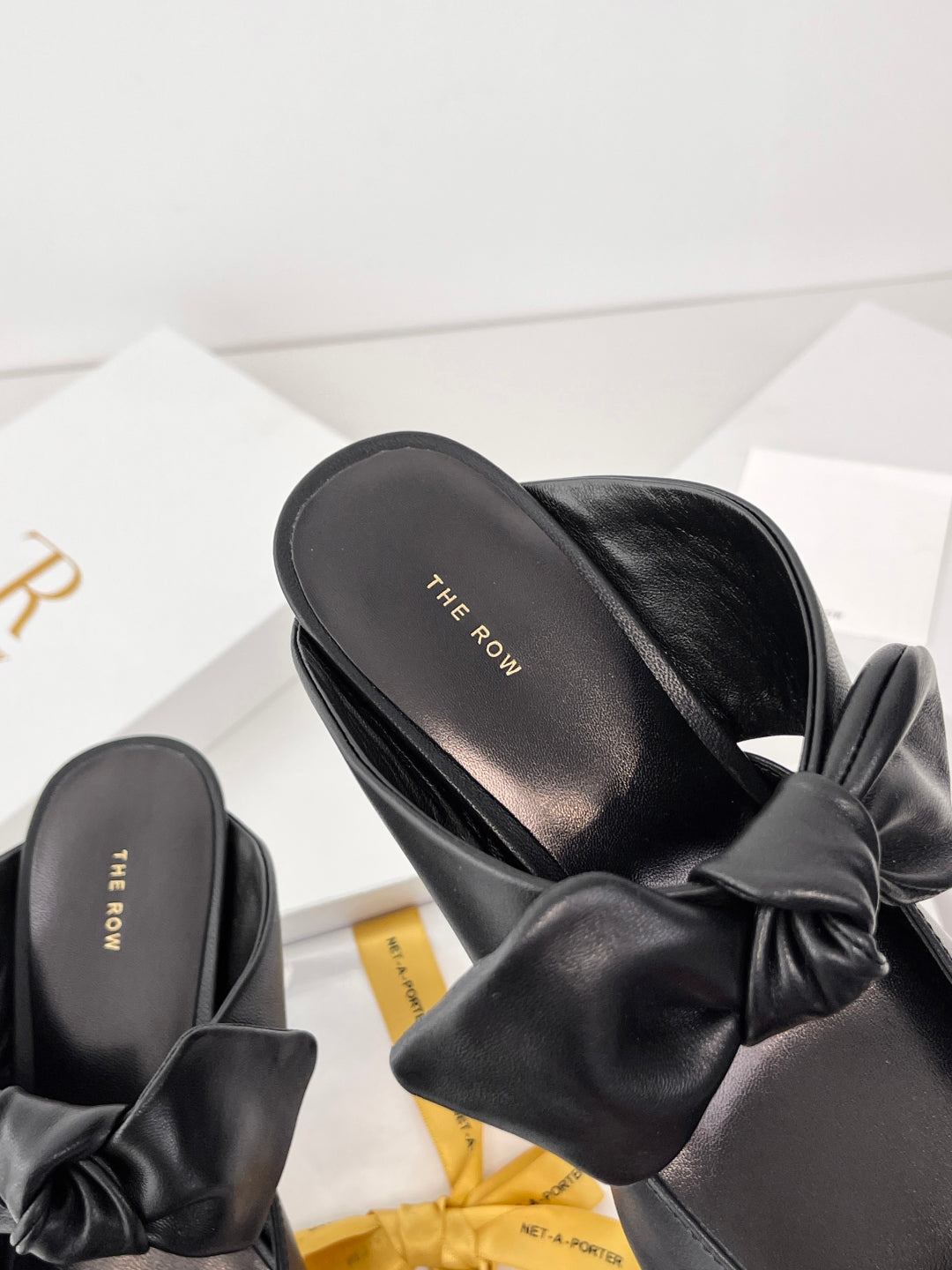 The Row Leather Bow Mules