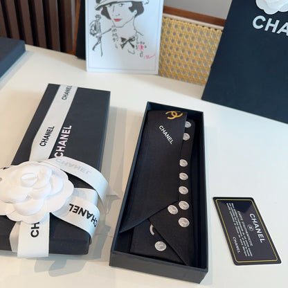 Chanel Small Pearl Silk Twilly Scarf
