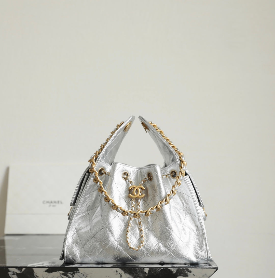 Chanel 25 Hobo Bag – Metallic Silver