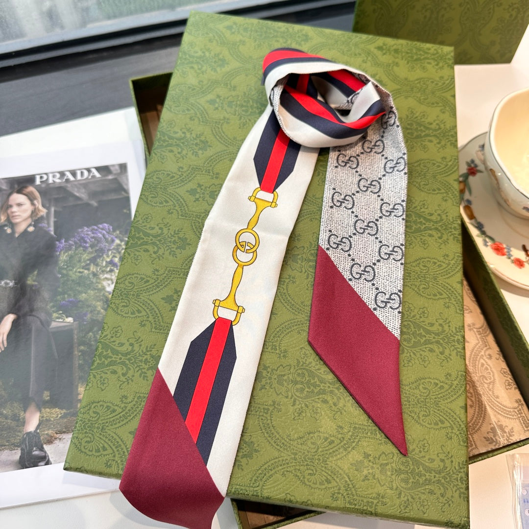 Gucci GG Logo Twilly Silk Scarf