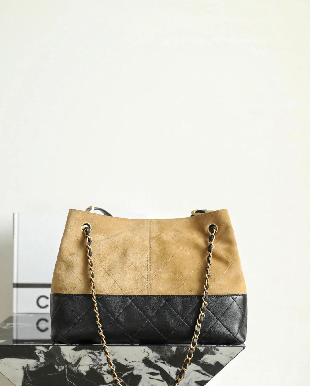 Chanel 25A Suede Hobo Shopping Bag