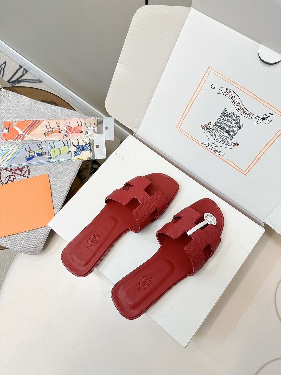 Hermès Fashion Palm-Grain H Slides
