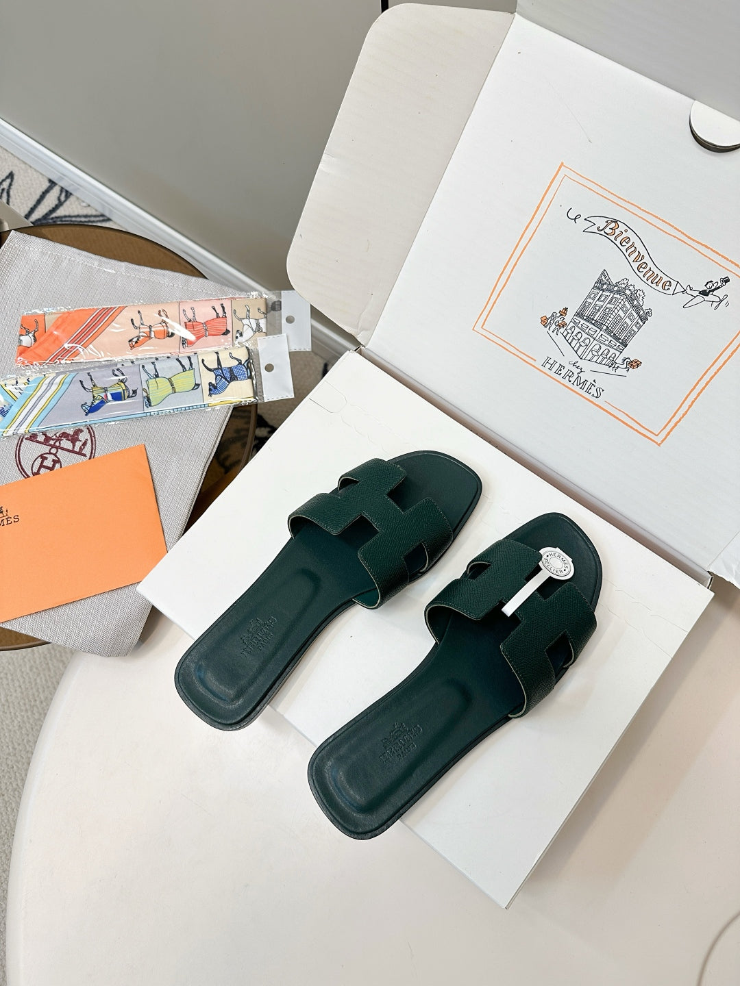 Hermès Palm Grain H-Slides