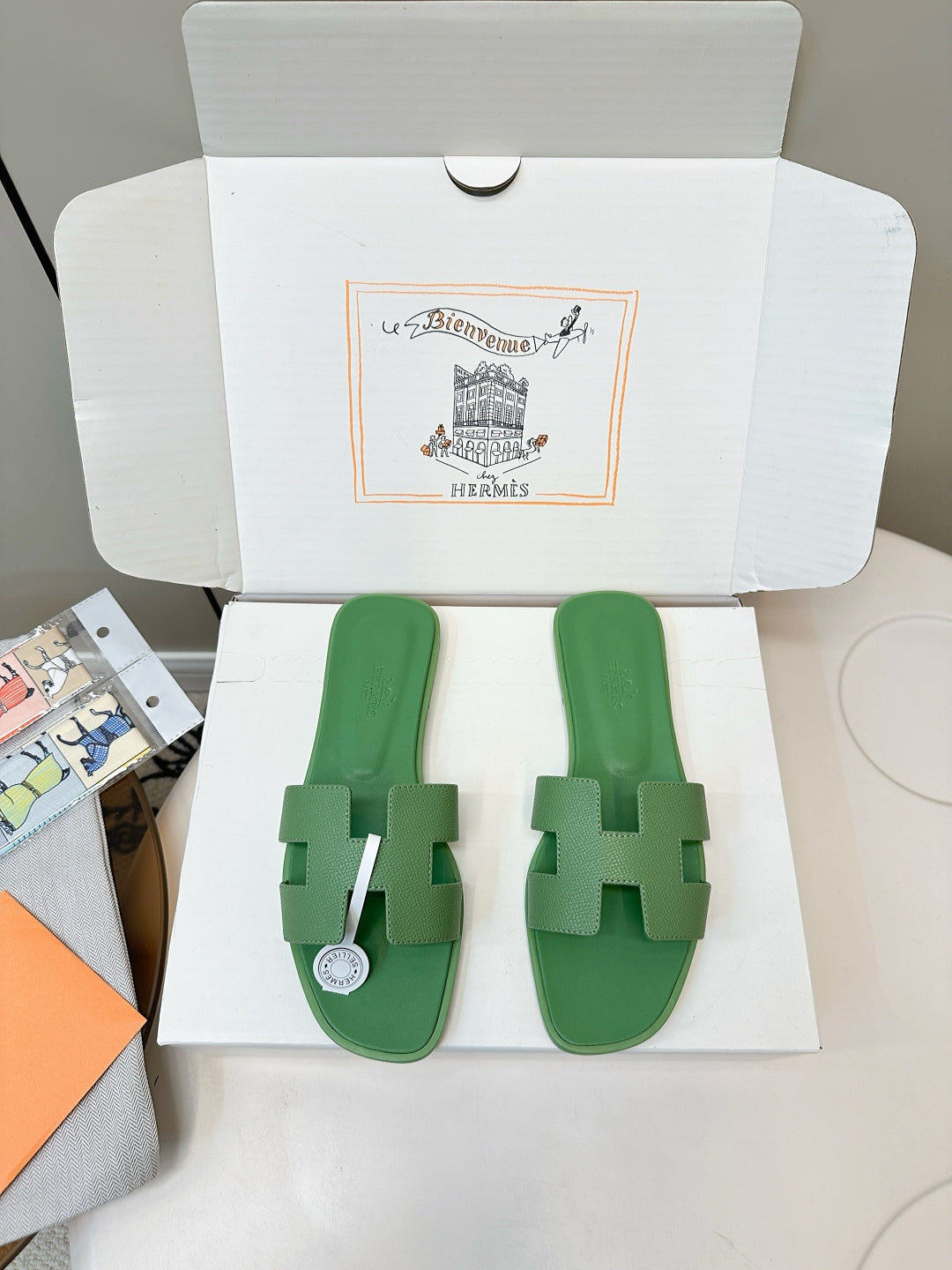 Hermès Palm Grain H-Slides