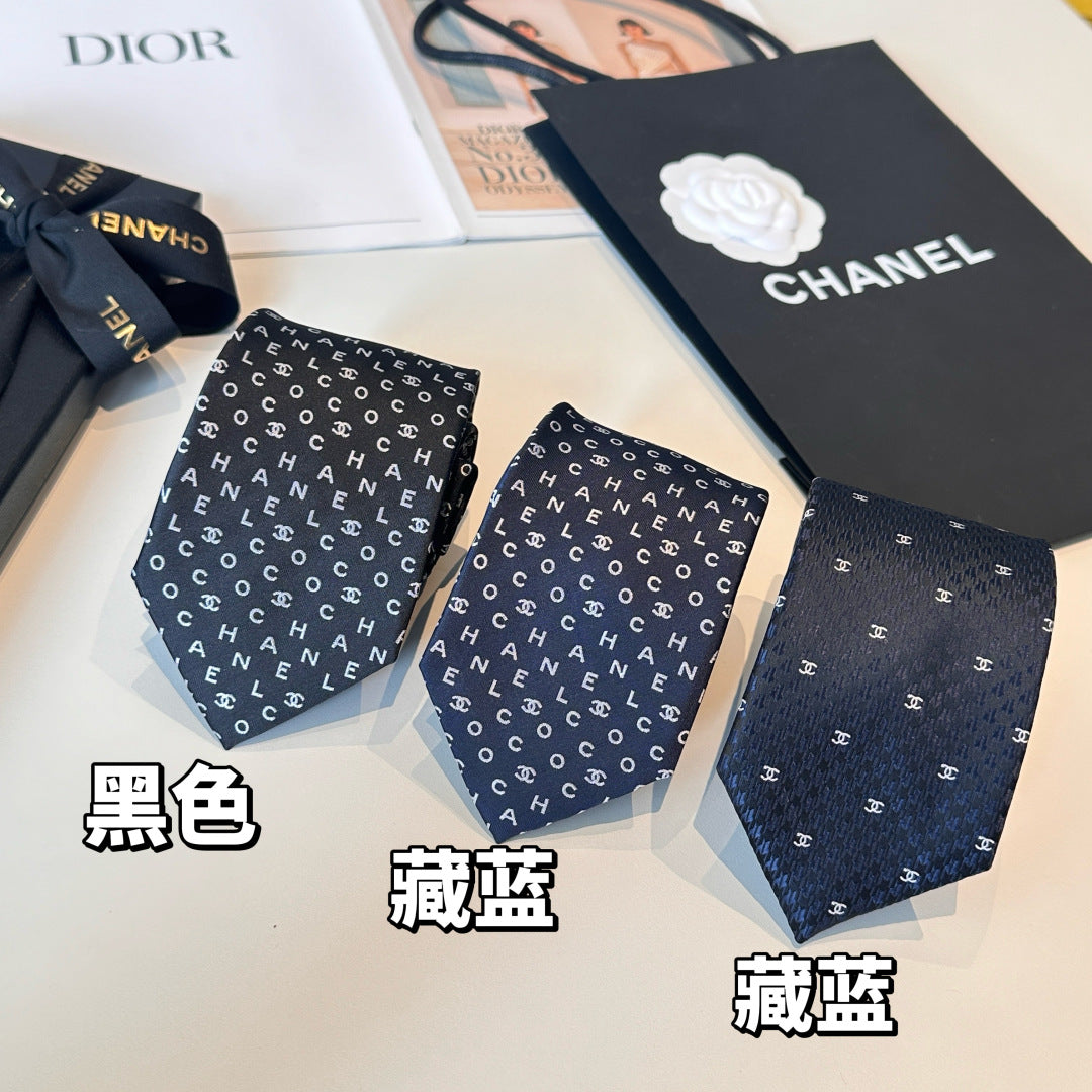 Chanel Double C Logo Silk Tie