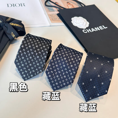 Chanel Double C Logo Silk Tie