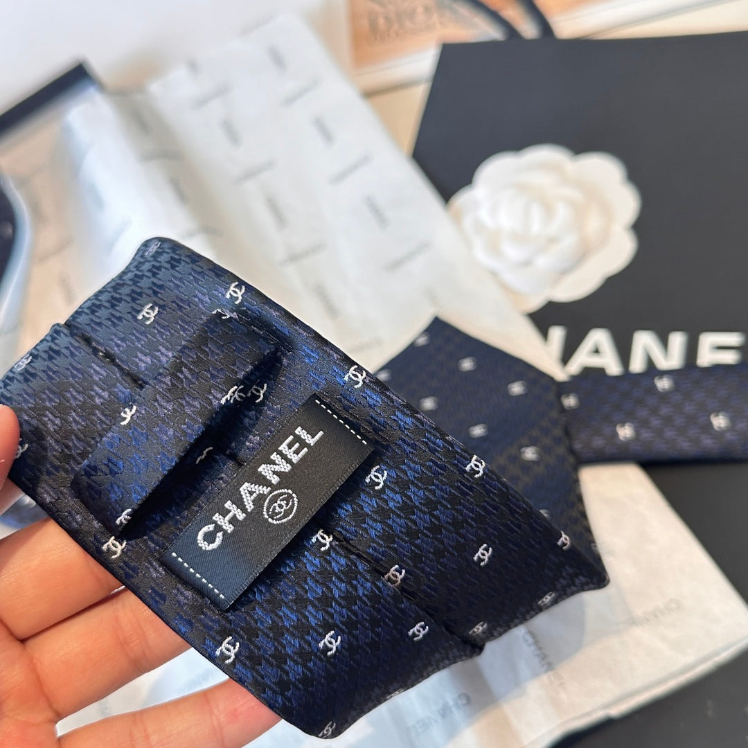 Chanel Double C Logo Silk Tie