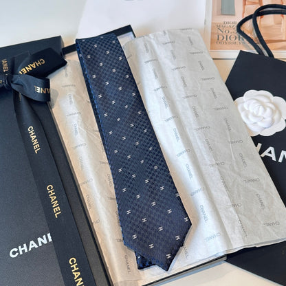 Chanel Double C Logo Silk Tie