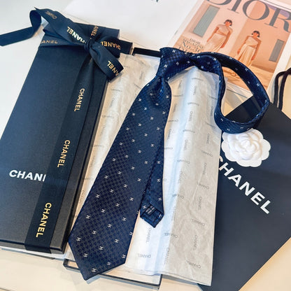 Chanel Double C Logo Silk Tie