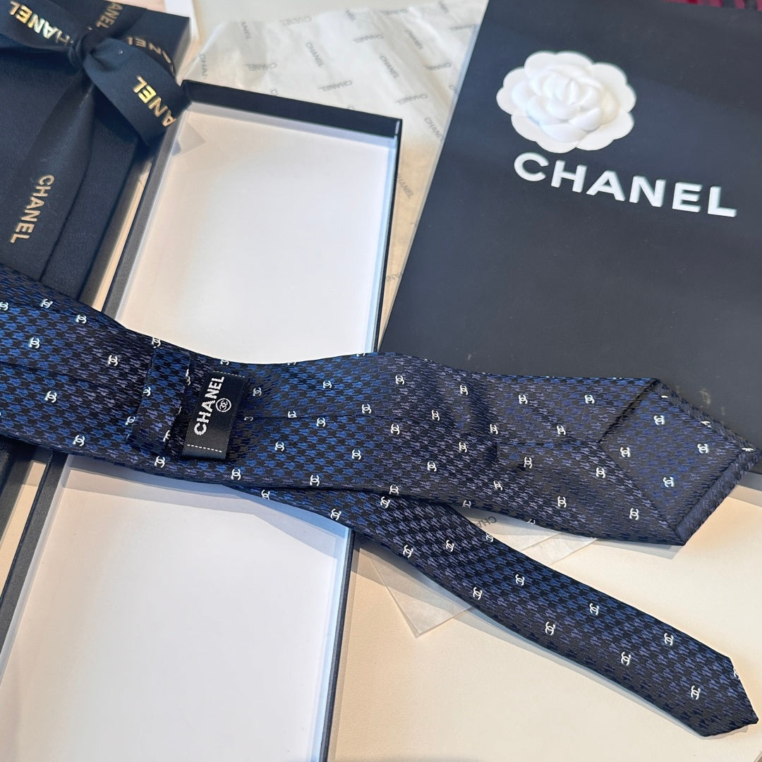 Chanel Double C Logo Silk Tie
