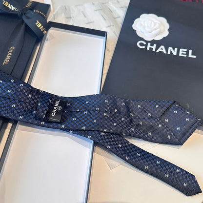 Chanel Double C Logo Silk Tie